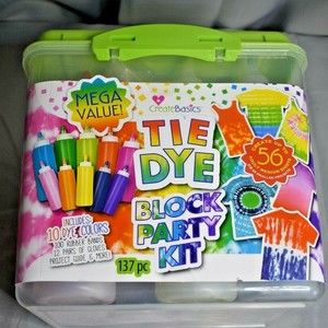 Tie Dye Party Tub & Kit (Create Basics Block Party)~ 10 Dye Colors ~137 Pieces!
